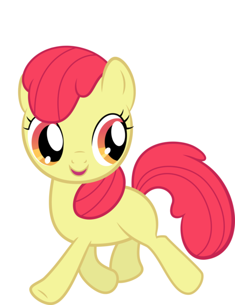 Size: 3223x4178 | Tagged: safe, artist:redpandapony, derpibooru import, edit, editor:slayerbvc, vector edit, apple bloom, earth pony, pony, accessory-less edit, female, filly, looking back, missing accessory, simple background, smiling, solo, transparent background, vector, walking