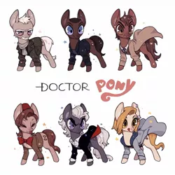Size: 1280x1279 | Tagged: safe, artist:juanmaodepp, derpibooru import, ponified, earth pony, pony, bbc, doctor who, eleventh doctor, ninth doctor, simple background, tenth doctor, the doctor, thirteenth doctor, time lord, twelfth doctor, war doctor