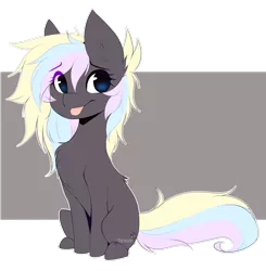 Size: 2422x2476 | Tagged: safe, artist:teranen, derpibooru import, oc, oc:ice trio, unofficial characters only, earth pony, pony, :p, back fluff, chest fluff, colored pupils, cute, ear fluff, eye clipping through hair, female, fluffy, leg fluff, looking at you, mare, multicolored hair, no iris, ocbetes, rainbow hair, simple background, sitting, smiling, solo, tongue out, transparent background