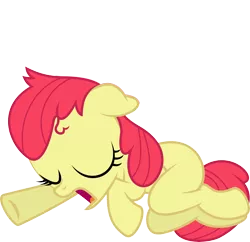 Size: 9301x8996 | Tagged: safe, artist:deadparrot22, derpibooru import, edit, editor:slayerbvc, vector edit, apple bloom, earth pony, pony, absurd resolution, accessory-less edit, female, filly, lying down, messy mane, missing accessory, simple background, sleeping, solo, transparent background, vector