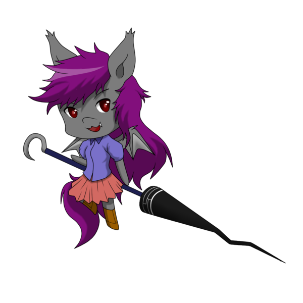 Size: 1024x1024 | Tagged: 2019 community collab, anthro, artist:kiminofreewings, bat wings, boots, chibi, clothes, derpibooru community collaboration, derpibooru import, fangs, female, looking at you, oc, oc:mumey, safe, shoes, simple background, skirt, smiling, solo, transparent background, wings