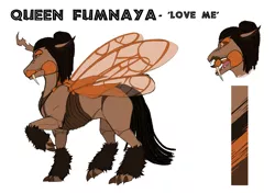 Size: 2150x1512 | Tagged: artist:theecchiqueen, changeling, changeling oc, changeling queen, changeling queen oc, claws, derpibooru import, fangs, female, mandibles, oc, oc:queen fumnaya, orange changeling, reference sheet, safe, simple background, solo, unofficial characters only, white background