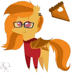 Size: 10417x10417 | Tagged: safe, artist:scarlet-quiver, derpibooru import, oc, oc:pumpkin spice, bat pony, pony, absurd resolution, bat pony oc, bat wings, cutie mark, female, glasses, pointy ponies, simple background, smiling, solo, transparent background, vector, wings