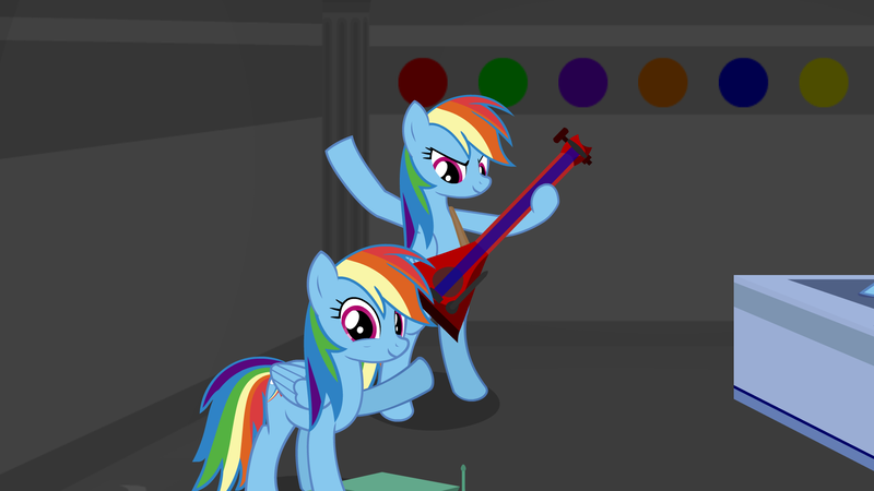 Size: 1920x1080 | Tagged: artist:setup1337, derpibooru import, guitar, musical instrument, notes from magic, rainbow dash, rock, safe