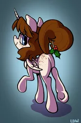 Size: 1680x2530 | Tagged: safe, artist:littledogwoman, derpibooru import, oc, oc:faerie, unofficial characters only, alicorn, pony, christmas, freckles, holiday, holly, holly mistaken for mistletoe, solo, sultry pose, wings