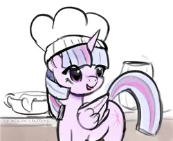 Size: 2506x2046 | Tagged: safe, artist:xbi, derpibooru import, twilight sparkle, twilight sparkle (alicorn), alicorn, pony, 30 minute art challenge, chef's hat, cooking, cute, hat, solo, twiabetes