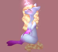 Size: 2743x2439 | Tagged: safe, artist:sovbean, derpibooru import, oc, oc:rivia, unofficial characters only, pony, unicorn, female, magic, mare, simple background, sitting, solo