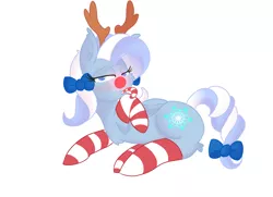 Size: 2500x1809 | Tagged: safe, artist:lycania29, derpibooru import, oc, unofficial characters only, deer, deer pony, original species, pony, christmas, clothes, holiday, socks, solo, striped socks