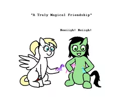 Size: 575x444 | Tagged: safe, artist:anonymous, derpibooru import, oc, oc:anonfilly, oc:luftkrieg, 2017, april fools, armband, aryan, aryan pony, blonde, doll, drawthread, female, filly, happy, meme, /mlpol/, nazi, nazi armband, nazipone, neigh, playing, toy