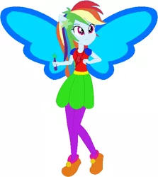 Size: 523x587 | Tagged: safe, artist:selenaede, artist:user15432, derpibooru import, rainbow dash, fairy, human, equestria girls, artificial wings, augmented, barely eqg related, base used, blue wings, clothes, crossover, element of loyalty, fairy tale, fairy wings, fairyized, flower, flower in hair, good fairy, humanized, jewelry, magic, magic wand, magic wings, necklace, ponied up, sleeping beauty, wand, winged humanization, wings