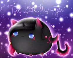 Size: 1267x1013 | Tagged: safe, artist:nekoremilia1, derpibooru import, oc, unofficial characters only, pony, black body, blob ponies, blue eyes, chibi, closed species, northling, ponybolita, solo, species