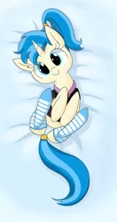 Size: 1842x3500 | Tagged: safe, artist:wafflecakes, derpibooru import, allie way, pony, unicorn, adorasexy, background pony, body pillow, clothes, cute, female, looking at you, mare, panties, sexy, shirt, socks, solo, striped socks, striped underwear, underwear