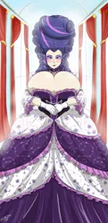 Size: 2343x4827 | Tagged: 18th century, absolute cleavage, alternate hairstyle, artist:shonuff44, baroque, big breasts, big hair, breasts, busty rarity, cleavage, clothes, commission, corset, derpibooru import, dress, female, formal wear, gloves, gown, huge breasts, human, humanized, imminent wardrobe malfunction, impossibly large breasts, marie antoinette, rarity, rococo, sexy, solo, solo female, stupid sexy rarity, suggestive