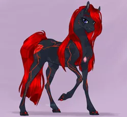 Size: 900x829 | Tagged: safe, artist:dementra369, derpibooru import, oc, oc:obsidian blossom, unofficial characters only, crystal pony, earth pony, pony, crystal, female, mare, red and black oc, solo