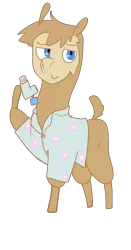 Size: 668x1272 | Tagged: safe, artist:lawrence alpaca, derpibooru import, oc, oc:lawrence, alpaca, blue eyes, clothes, flower, hawaiian shirt, inhaler, shirt, simple background, transparent background