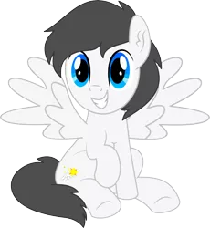 Size: 4882x5307 | Tagged: safe, artist:cyanlightning, derpibooru import, oc, oc:wing sparkle, unofficial characters only, pegasus, pony, 2019 community collab, derpibooru community collaboration, .svg available, absurd resolution, ear fluff, male, raised hoof, simple background, solo, spread wings, stallion, transparent background, vector, wings