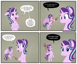 Size: 2400x2000 | Tagged: safe, artist:zoarvek, derpibooru import, starlight glimmer, pony, unicorn, butt, comic, devil, dialogue, female, mare, open mouth, plot, shoulder devil, speech bubble, this will end in communism, truth