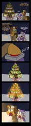 Size: 1001x3967 | Tagged: artist:crazynutbob, big red button, boots, button, candy, candy cane, cheese sandwich, christmas, clothes, coat, comic, deer, derpibooru import, facial hair, father and child, father and daughter, female, filly, fire, food, glasses, hat, heart, hearth's warming, hearth's warming lights, holiday, house, lights, male, moustache, next generation, oc, oc:sugar surprise, offspring, oops, parent:cheese sandwich, parent:pinkie pie, parents:cheesepie, reindeer, rudolph the red nosed reindeer, safe, scarf, shoes, snow, wreath