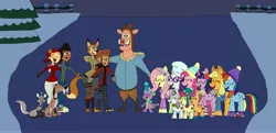 Size: 5865x2841 | Tagged: alicorn, apple bloom, applejack, artist:hunterxcolleen, boar, buster, cat, christmas, chunk, crossover, derpibooru import, dog, fearless four, fluttershy, fox, gwendolyn, holiday, mickey's once upon a christmas, mike, monkey, parody, pinkie pie, rainbow dash, rarity, safe, scootaloo, singing, snow, spark, spark a space tail, spike, sweetie belle, total drama, total drama island, twilight sparkle, twilight sparkle (alicorn), vix, zoey