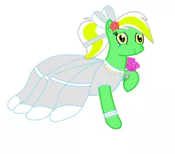 Size: 744x656 | Tagged: safe, artist:cocacola1012, derpibooru import, oc, oc:gumdrops, pegasus, pony, bouquet, bow, clothes, crying, dress, female, flower, hair bow, mare, tears of joy, wedding dress