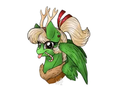 Size: 2048x1536 | Tagged: safe, artist:melonseed11, derpibooru import, oc, oc:melon seed, pegasus, pony, antlers, bust, candy, candy cane, female, food, mare, portrait, reindeer antlers, simple background, solo, transparent background