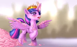 Size: 2000x1233 | Tagged: safe, artist:alexmakovsky, derpibooru import, twilight sparkle, twilight sparkle (alicorn), alicorn, pony, my little pony: the movie, blushing, candle, crown, female, jewelry, mare, regalia, solo, tongue out