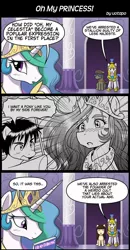 Size: 800x1540 | Tagged: safe, artist:uotapo, derpibooru import, princess celestia, alicorn, earth pony, pegasus, pony, ah my goddess, comic, cute, cutelestia, kikuko inoue, voice actor joke