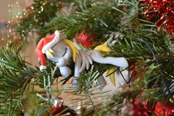 Size: 900x598 | Tagged: safe, artist:prototypespacemonkey, derpibooru import, derpy hooves, pegasus, pony, christmas, christmas ornament, christmas tree, craft, cute, decoration, derpabetes, female, hat, holiday, irl, mare, micro, photo, santa hat, sculpture, sleeping, solo, tree