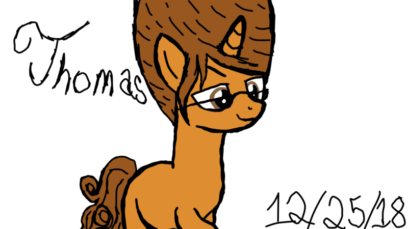 Size: 1024x576 | Tagged: safe, artist:christibailey, artist:poundcakemlp2000, derpibooru import, oc, oc:thomasseidler, oc:thomastheautisticunicorn, pony, unicorn, beehive hairdo, cute, glasses, hairstyle, handsome, thomas