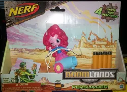 Size: 1261x913 | Tagged: safe, artist:stardust breaker, derpibooru import, pinkie pie, equestria girls, doll, equestria girls minis, eqventures of the minis, irl, nerf, party cannon, photo, toy