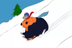 Size: 1200x800 | Tagged: artist:calorie, bbw, butt, derpibooru import, fat, huge butt, hyper, hyper butt, impossibly large butt, large butt, oc, oc:shadow melody, sledding, ssbbw, suggestive, wide hips, winter