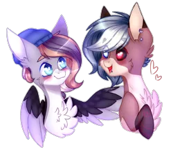 Size: 2492x2175 | Tagged: safe, artist:honeybbear, derpibooru import, oc, oc:sparks, oc:theo, unofficial characters only, pegasus, pony, background removed, beanie, black sclera, bust, chest fluff, hat, heterochromia, male, portrait, simple background, stallion, transparent background