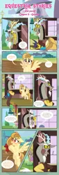 Size: 1919x5618 | Tagged: safe, artist:estories, derpibooru import, discord, oc, oc:alice goldenfeather, draconequus, pegasus, pony, comic:find yourself, comic, implied discoshy, implied fluttershy, implied shipping, implied straight, shipping