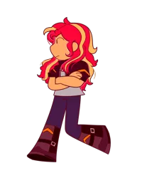 Size: 872x1090 | Tagged: artist:winterwithers, beady eyes, crossed arms, derpibooru import, human, humanized, profile, safe, simple background, solo, sunset shimmer, transparent background