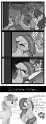 Size: 622x1648 | Tagged: semi-grimdark, artist:dreamscapevalley edits, artist:moonseeker, derpibooru import, edit, big macintosh, braeburn, marble pie, pinkie pie, sugar belle, earth pony, pony, unicorn, best gift ever, aftermath, blushing, braeble, comic, crying, cute, female, grayscale, heartbroken marble, horn, incelpie, introduction, jealous, knife, male, mare, mistletoe, monochrome, nuzzling, ship sinking, shipper on deck, shipper pie, shipping, shipping denied, shy, side chick, smiling, sometime later..., speculation, stallion, straight, sugarmac, this will end in death, yandere