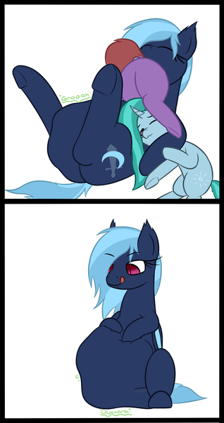 Size: 2260x4262 | Tagged: questionable, artist:yannerino, derpibooru import, oc, oc:midnight harmony, oc:mint breeze, unofficial characters only, bat pony, pony, unicorn, comic, fetish, multiple prey, vore