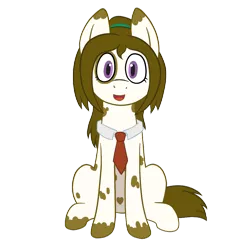 Size: 1000x1000 | Tagged: safe, artist:scraggleman, derpibooru import, oc, oc:caramel macchiato, unofficial characters only, earth pony, pony, 2019 community collab, derpibooru community collaboration, female, mare, necktie, pinto, simple background, sitting, solo, transparent background