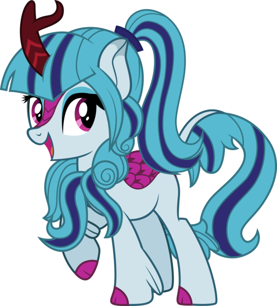 Size: 4427x4892 | Tagged: safe, artist:illumnious, derpibooru import, sonata dusk, kirin, absurd resolution, cloven hooves, cute, female, kirinified, raised hoof, simple background, solo, sonatabetes, species swap, transparent background, vector