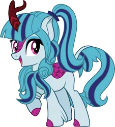 Size: 4427x4892 | Tagged: safe, artist:illumnious, derpibooru import, sonata dusk, kirin, absurd resolution, cloven hooves, cute, female, kirinified, raised hoof, simple background, solo, sonatabetes, species swap, transparent background, vector