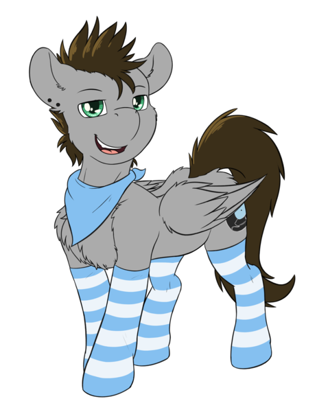 Size: 2200x2860 | Tagged: safe, artist:punk-pegasus, derpibooru import, oc, oc:menzing, unofficial characters only, pegasus, pony, 2019 community collab, derpibooru community collaboration, bandana, clothes, mohawk, simple background, socks, solo, striped socks, transparent background