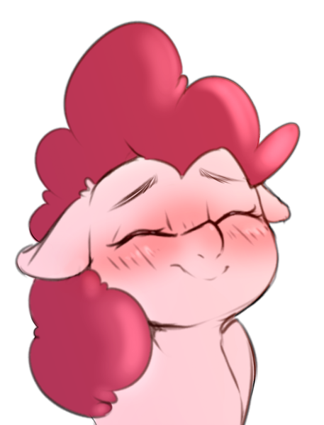 Size: 994x1306 | Tagged: safe, artist:angrylittlerodent, derpibooru import, pinkie pie, earth pony, pony, blushing, cute, diapinkes, ear fluff, eyes closed, female, floppy ears, mare, simple background, solo, white background