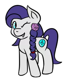 Size: 771x914 | Tagged: safe, artist:exvius, derpibooru import, oc, oc:azure harmony, unofficial characters only, earth pony, pony, 2019 community collab, derpibooru community collaboration, braid, cute, female, hair ornament, happy, mare, ocbetes, one eye closed, seashell, simple background, solo, transparent background, wink