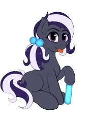 Size: 3273x4631 | Tagged: safe, artist:kyokimute, derpibooru import, oc, oc:nitelight, unofficial characters only, earth pony, pony, 2019 community collab, derpibooru community collaboration, female, glowstick, mare, ponytail, simple background, solo, transparent background