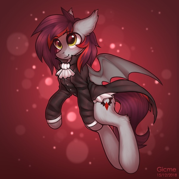 Size: 1780x1780 | Tagged: safe, artist:gicme, derpibooru import, oc, oc:toshiro, bat pony, vampire, vampony, bat pony oc, bat wings, clothes, cute, goth, gothic, outfit, shy, wings