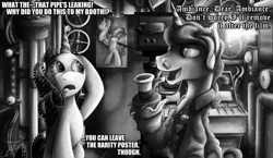 Size: 1174x681 | Tagged: artist:jamescorck, black and white, derpibooru import, fancypants, grayscale, monochrome, movie, movie review, oc, oc:movie slate, rarity, run silent run deep, safe, submarine