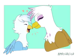 Size: 1159x876 | Tagged: safe, derpibooru import, gilda, oc, oc:gren, gryphon, hippogriff, beak, boop, cute, female, heart, interspecies offspring, magical lesbian spawn, male, mother and child, mother and son, next generation, offspring, parent:gilda, parent:rainbow dash, parents:gildash