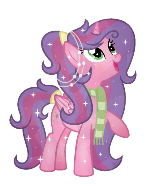 Size: 735x910 | Tagged: safe, artist:darbypop1, derpibooru import, oc, oc:alyssa rice, unofficial characters only, alicorn, crystal pony, pony, clothes, crystallized, female, mare, scarf, simple background, solo, transparent background