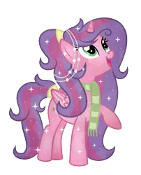 Size: 735x910 | Tagged: safe, artist:darbypop1, derpibooru import, oc, oc:alyssa rice, unofficial characters only, alicorn, crystal pony, pony, clothes, crystallized, female, mare, scarf, simple background, solo, transparent background