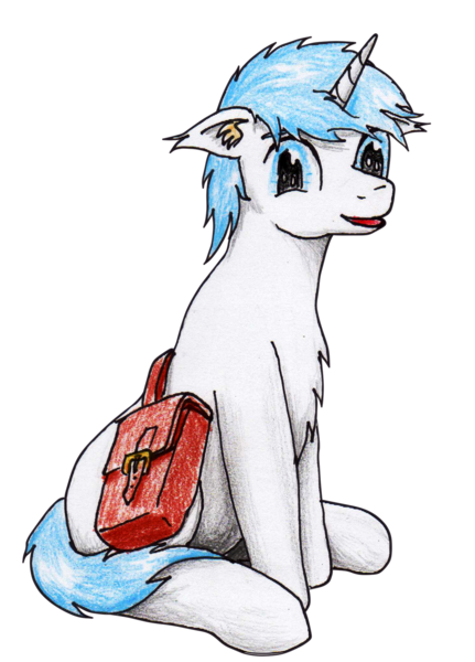 Size: 1482x2065 | Tagged: safe, artist:40kponyguy, derpibooru import, oc, oc:geljado, unofficial characters only, pony, unicorn, 2019 community collab, derpibooru community collaboration, bag, chest fluff, ear fluff, looking at you, male, simple background, solo, stallion, traditional art, transparent background