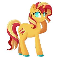 Size: 1500x1500 | Tagged: safe, artist:fannytastical, derpibooru import, sunset shimmer, pony, unicorn, equestria girls, colored hooves, female, mare, no pupils, simple background, smiling, solo, transparent background